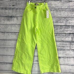 NWT-URBAN OUTFITTERS-Wide Leg High Waisted Neon Green Jeans
